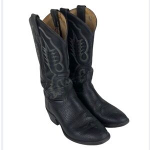 Tony Lama Boots Men’s Smooth Ostrich Black Leather Vintage Heeled Sz 7 (Women 9)